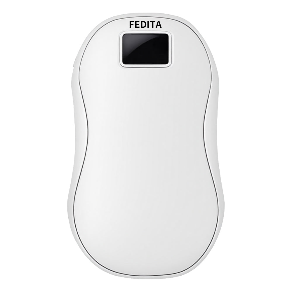 Snow White hand warmer with digital display